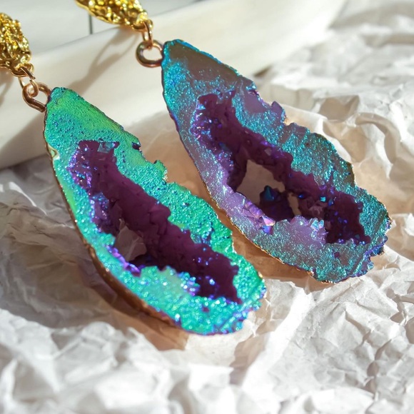 Van Gogh Style Abstract Painting Earrings- 2025 Trend (Simulated Natural Stone) - Picture 4 of 11